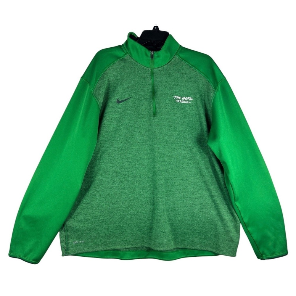 Nike Marshall Thundering Herd 1/4 Zip Pullover Mens Size 2XL Green Dri-FIT NCAA